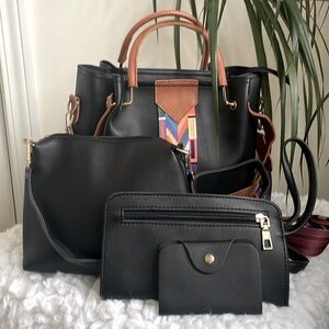 4pc Causal Handbag Set Black